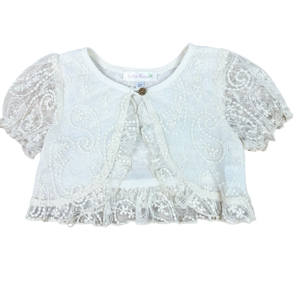 Baby Sara Boho White Lace Kids Bolero Top
